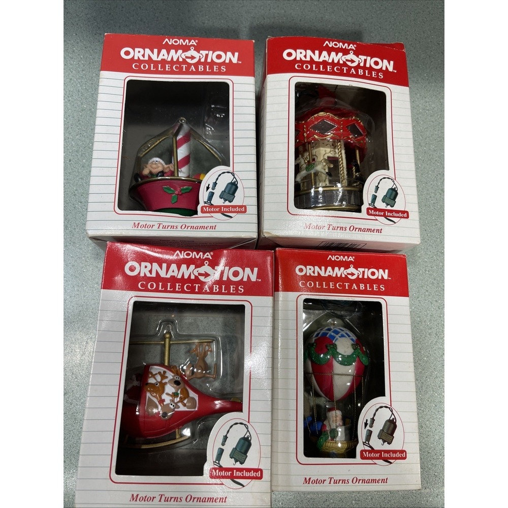 Noma Ornamotion Christmas Ornaments Lot of 4 Vintage Spinning 1989 Read